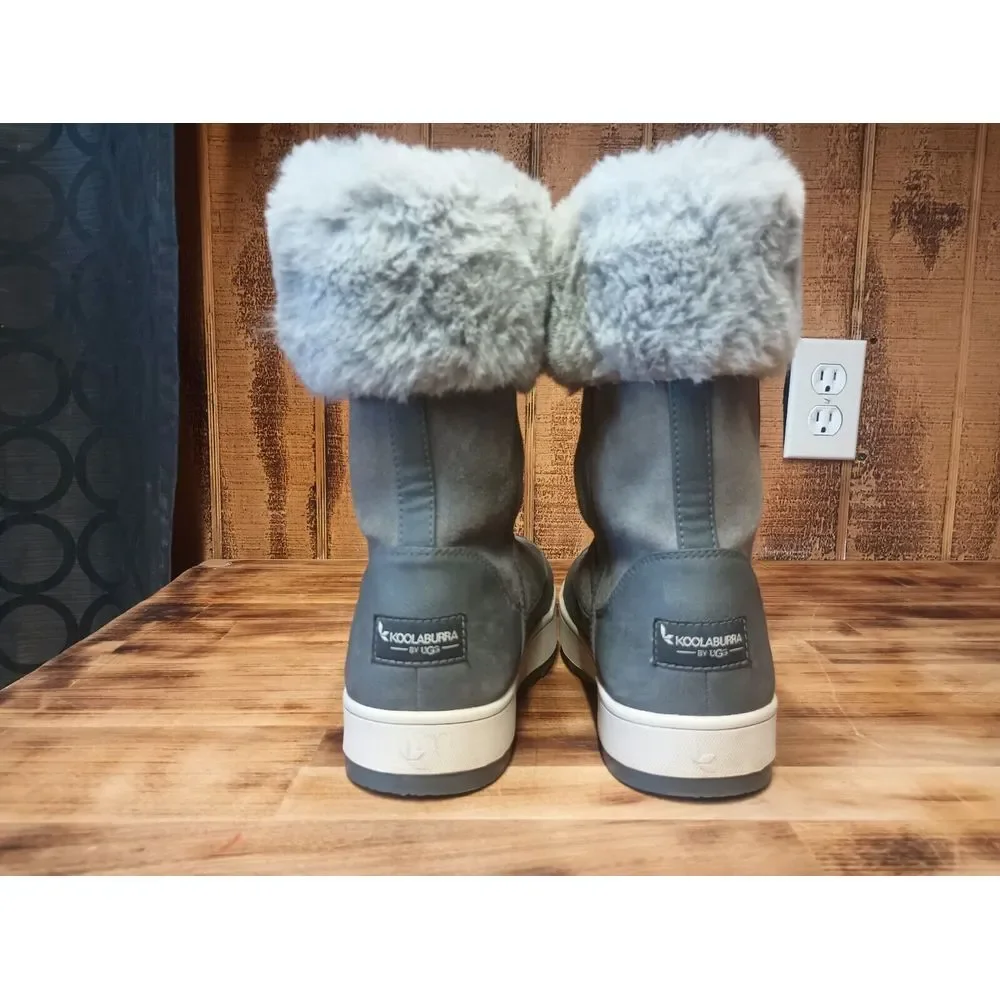 Koolaburra by UGG Womens Faux Fur Zip Suede Waterproof‎ Boots Sz W 6
